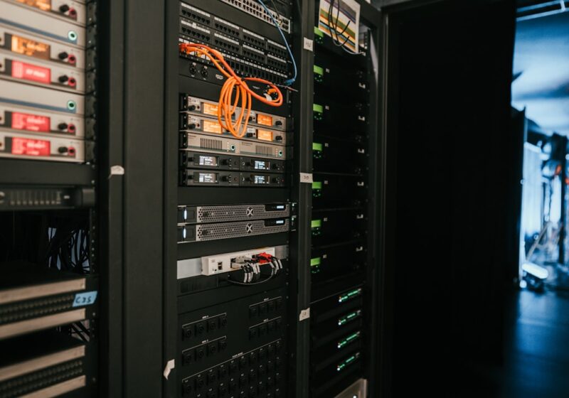 Rows of servers in a data center