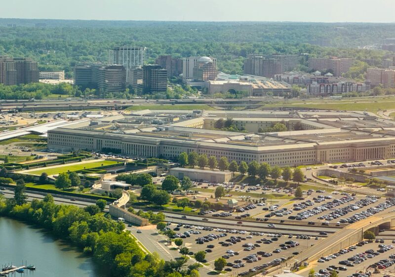 Aerial view of the Pentagon in Arlington, Virginia