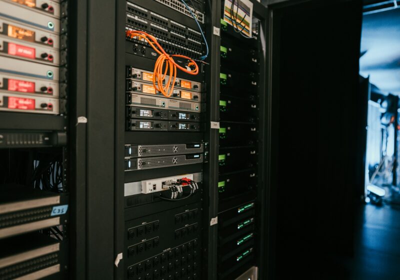 Illustrative view of server racks inside a data center