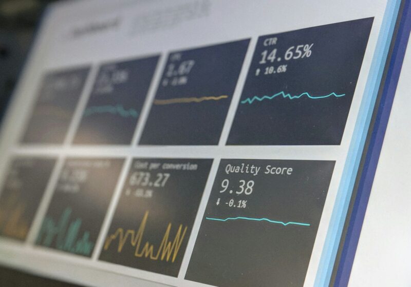Laptop displaying a digital advertising analytics dashboard, illustrative image