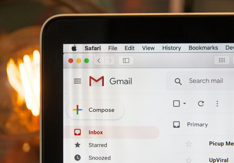 Illustrative black laptop used for business email