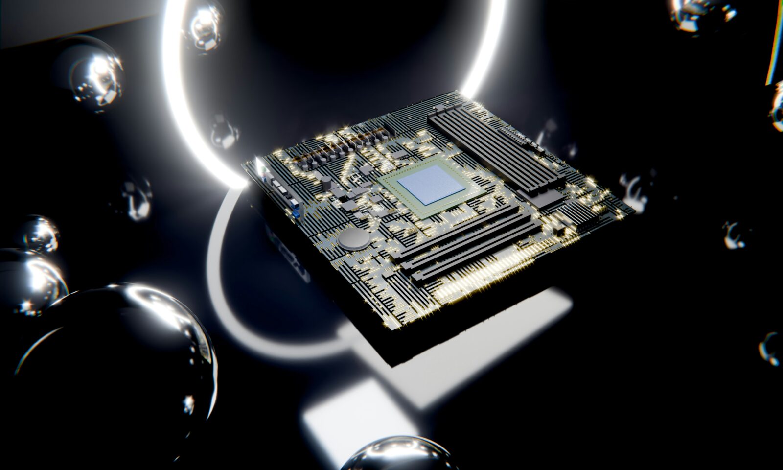 Illustrative computer processor mounted on a circuit board