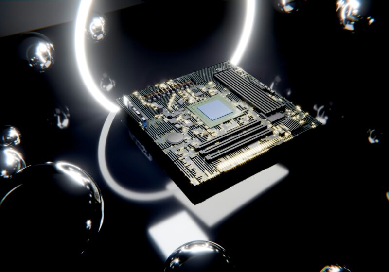 Illustrative computer processor mounted on a circuit board