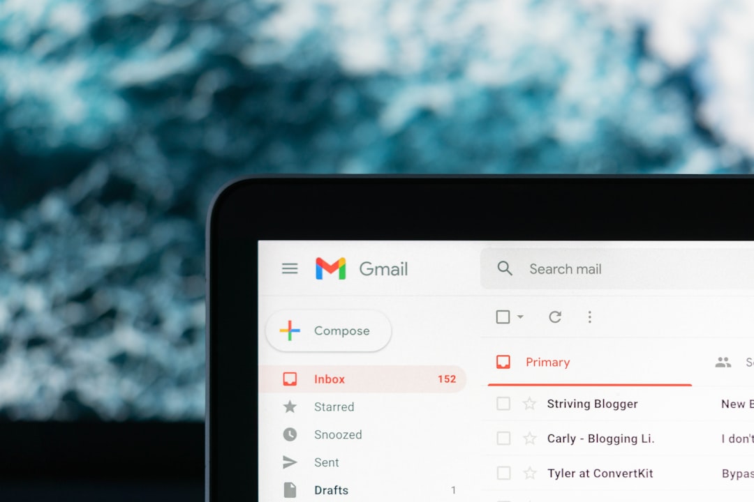 Email inbox open on a laptop