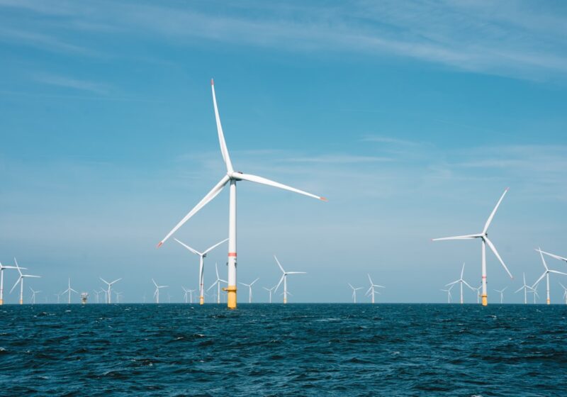 Offshore wind turbines at sea