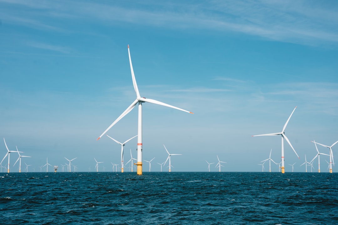 Offshore wind turbines at sea