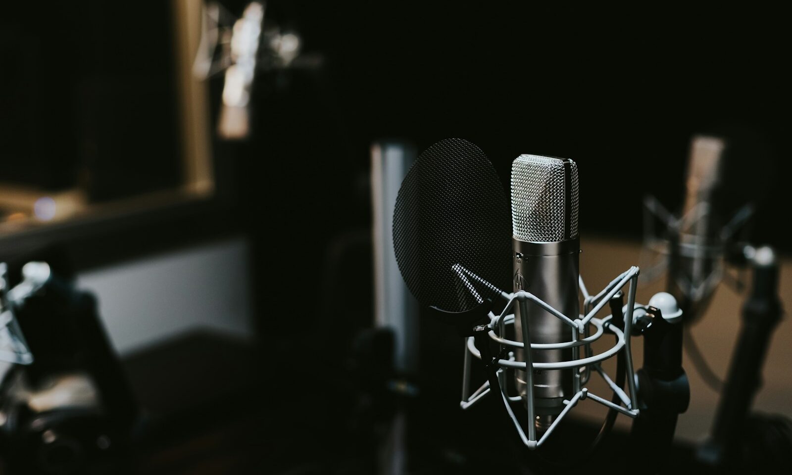 Studio condenser microphone, illustrating podcast production and search