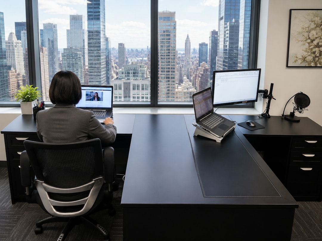 Executive working in a modern technology office