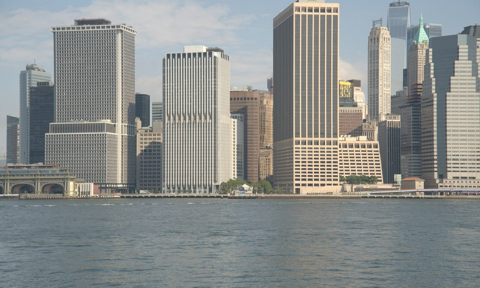 Manhattan skyline and office towers viewed from the water
