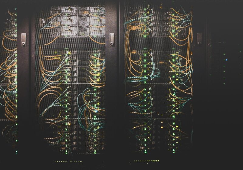Network cables and servers inside a data center, illustrating AI infrastructure