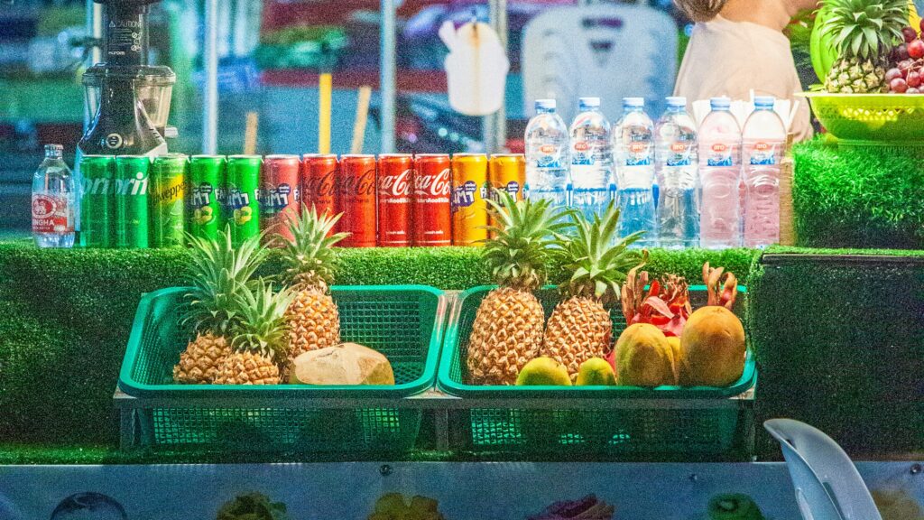 Colorful fresh fruit smoothies